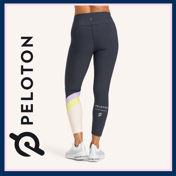 PELOTON Cadent Colorblock Navy Blue Legging - Navy, Purple, Lime & White - Picture 3 of 5